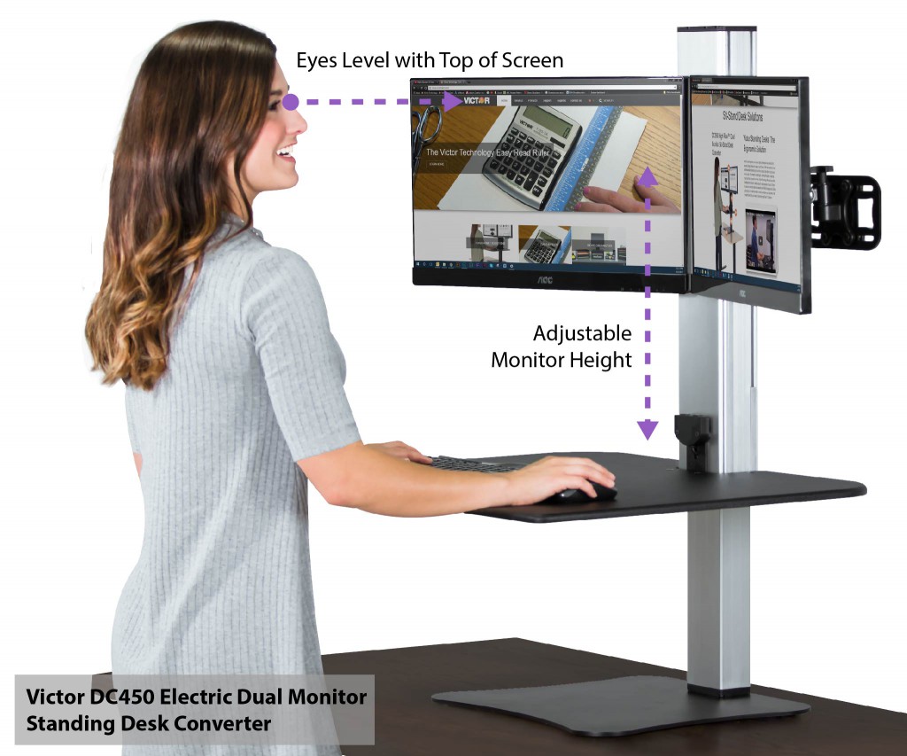 Victor DC450 Electric Dual Monitor Standing Desk Converter
