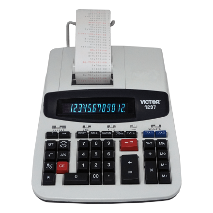 1297 - 12 Digit Commercial Printing Calculator with Left Side Total and Equals Plus Logic