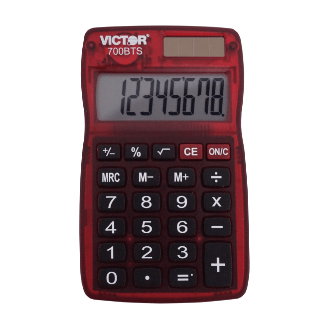 8 Digit Pocket Calculator in Translucent Bright Colors (2) - (Model Num. 700BTS)