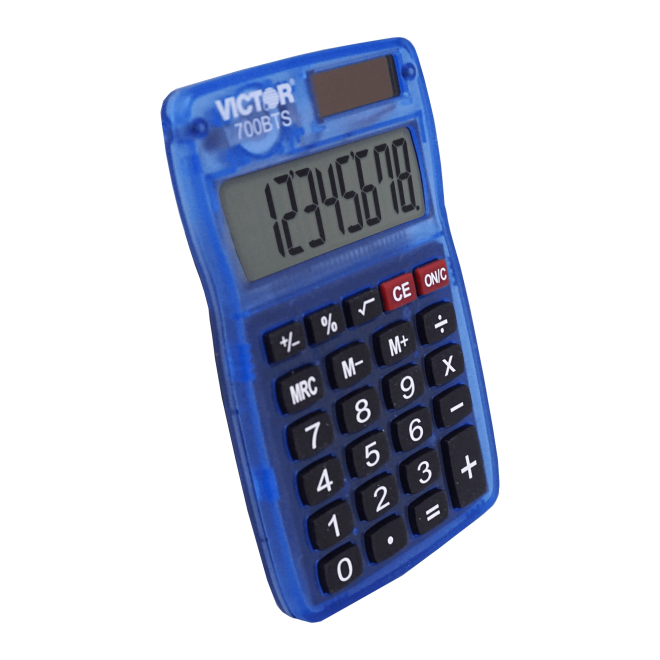 8 Digit Pocket Calculator in Translucent Bright Colors (3) - (Model Num. 700BTS)