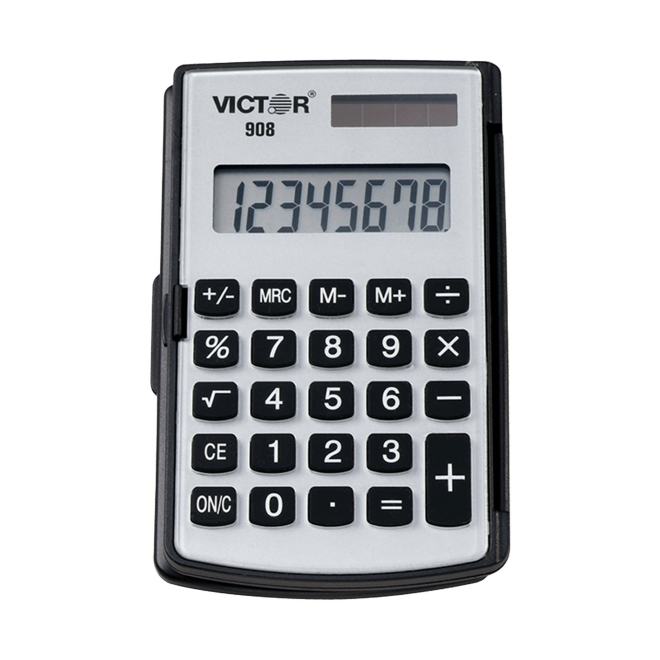 8 Digit Executive Handheld Calculator with Double-Hinged Cover (2) (Model No. 908)