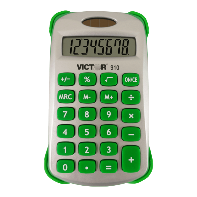 8 Digit Handheld Calculator with Cover in Bright Colors (3) (Model No. 910)