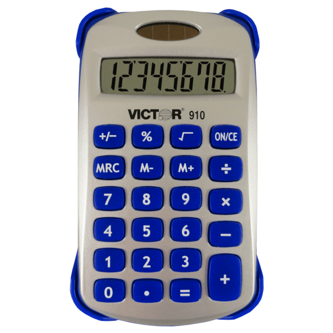 8 Digit Handheld Calculator with Cover in Bright Colors (4) (Model No. 910)