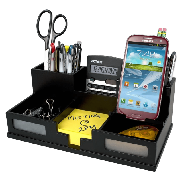 Midnight Black Desk Organizer with Smart Phone Holder(TM) (1) (Model Num. 9525-5)