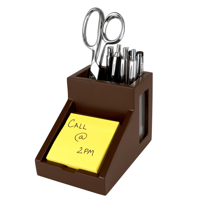 Mocha Brown Pencil Cup with Note Holder (1) (Model Num. B9505)