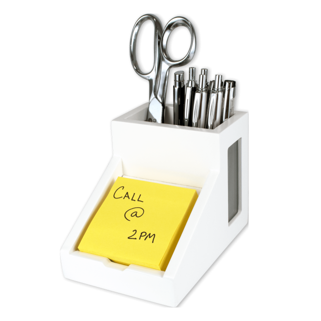 Pure White Pencil Cup with Note Holder (1) (Model Num. W9505)