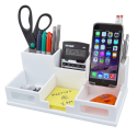 Pure White Desk Organizer with Smart Phone Holder(TM) (1) (Model Num. W9525)